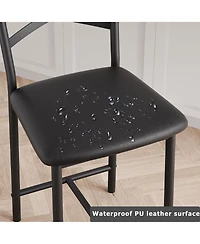 gaomon Bar Stools Set of 4, Counter Height Bar Stools with Pu Upholstered Seat, Metal Frame X-Design Back