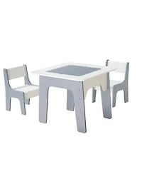 Slickblue 4-in-1 Toddler Activity Table and Chair Set with Building Block Top and Storage Space for Boys and Girls