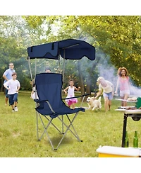 Mountaintop Foldable Beach Canopy Chair, 330 lb capacity, sunshade, cup holder, portable folding seat for beach, camping & travel.