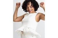 Caldwell Collection Women's Tanja Scoop Neck Fringe Peplum Sleeveless Knit Top