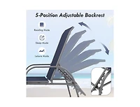 Lucky One 2 Pack Adjustable Patio Chaise Lounge Chairs with Armrests Fabric Outdoor Recliners
