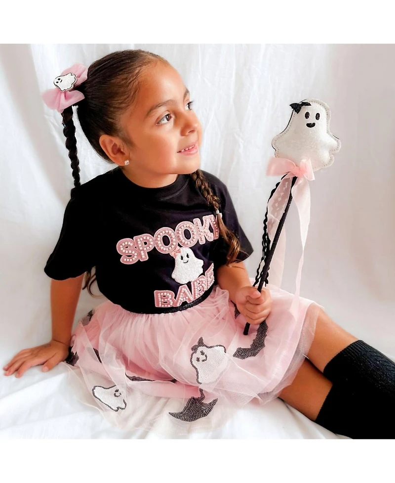 Sweet Wink Little Girls Spooky Babe Patch Halloween Short Sleeve T-Shirt