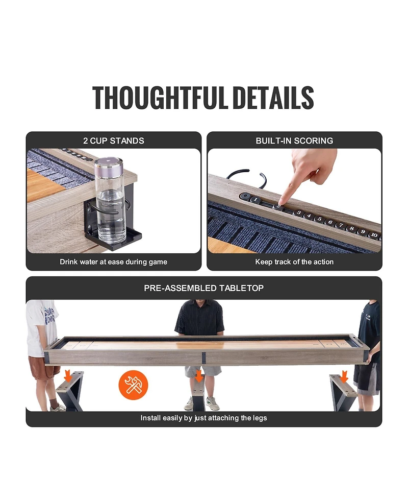 Sugift 11.5 Ft 2 in 1 Shuffleboard and Bowling Combo Game Table with Scratch-Resistant Playfield