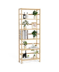 Sugift 6-Tier Bamboo Open Bookshelf Display Storage Rack with Anti-Tip Kit