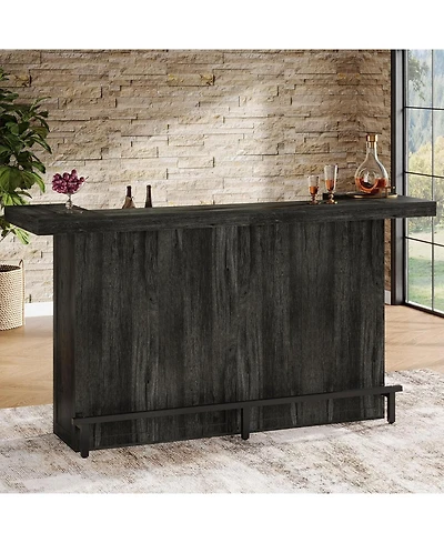 Tribesigns 4-Tier Bar Table, 70.9-Inch Large Wooden Home Bar Unit with Storage Shelves
