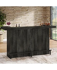 Tribesigns 4-Tier Bar Table, 70.9-Inch Large Wooden Home Bar Unit with Storage Shelves