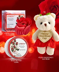 Lovery Valentine's Spa Gift Basket, 10pieces Red Rose Handmade Body Care Kit