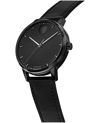 Movado Men's Movado Face Automatic Black Leather Watch 39mm