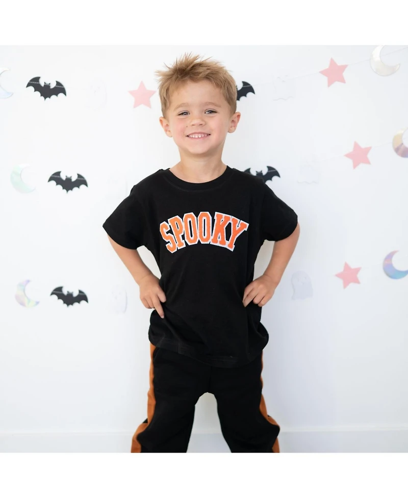 Sweet Wink Little Boys Spooky Orange Patch Halloween Short Sleeve T-Shirt