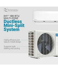 Mrcool Diy 5th Gen 18K Btu Multi-Zone Ductless Mini Split Air Conditioner, White