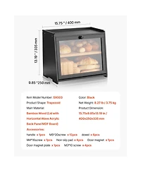 Sugift Double Layer Bamboo Bread Box with Acrylic Wave Door and Adjustable Middle Shelf