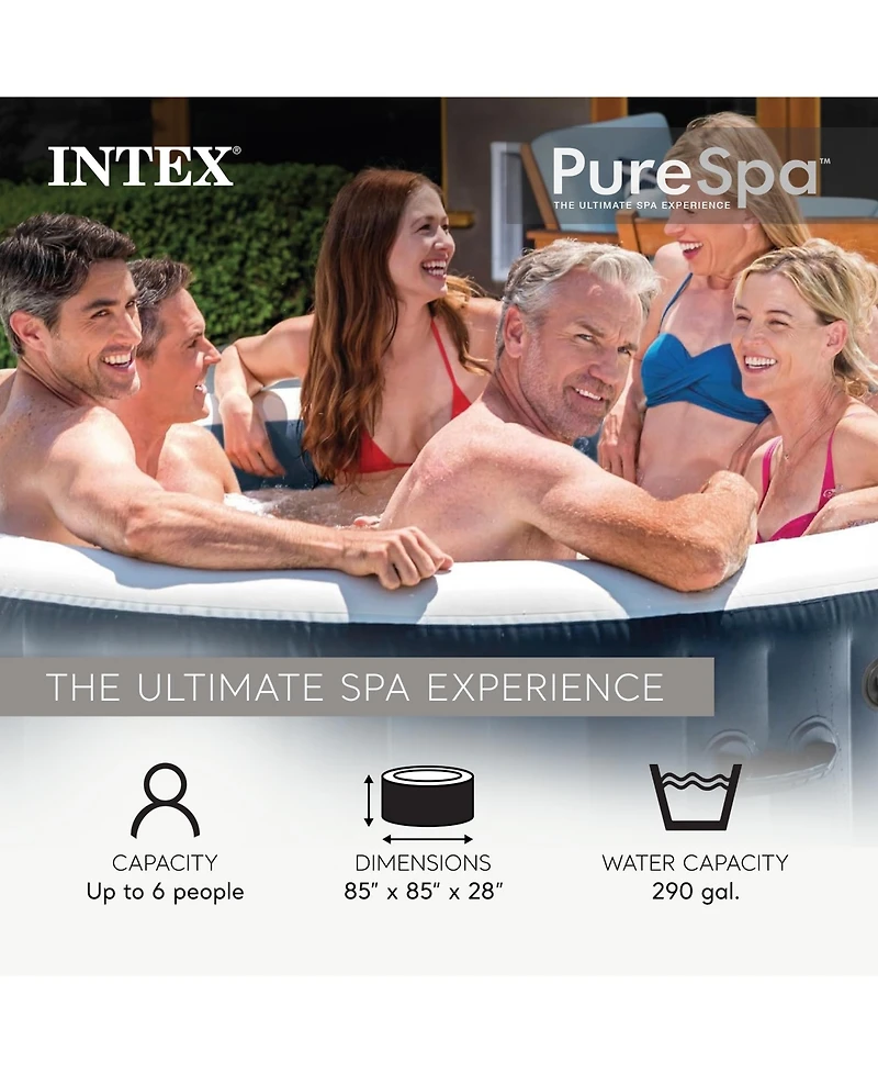 Intex PureSpa Plus Bubble Massage Spa Set with Energy Efficient Cover, 85" x 28"