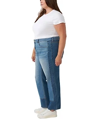 Seven7 Plus Pieced Straight High-Rise Colorblock Jeans