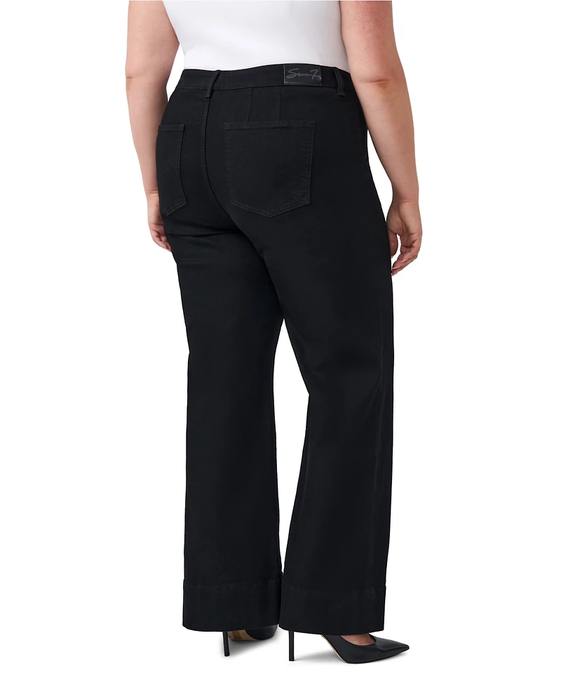 Seven7 Plus High-Waisted Wide-Leg Pintuck Jeans