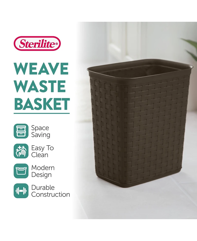 Sterilite Weave 3.4 Gallon Plastic Home/Office Wastebasket Trash Can (6 Pack)
