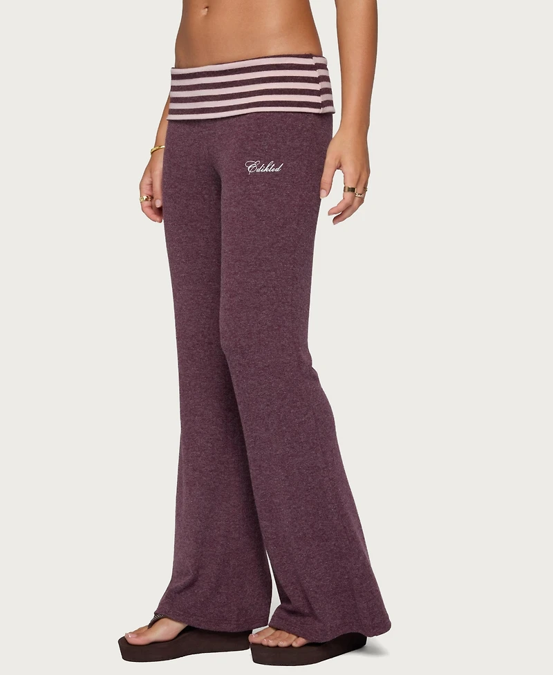 Edikted Women's Stay Stripey Foldover Pants