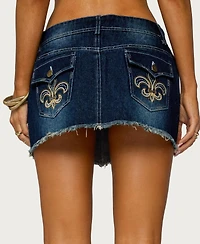 Edikted Women's Dreya Embroidered Pocket Denim Mini Skirt
