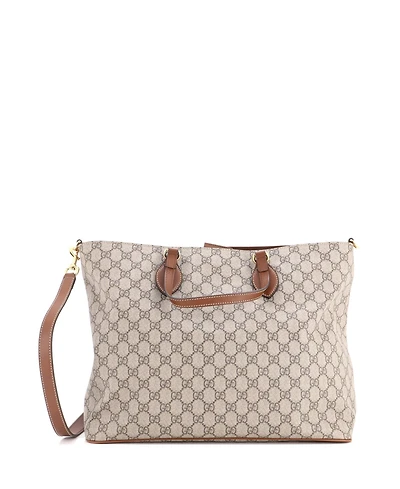 Pre-Owned Gucci Medium Convertible Soft Tote Gg Coated Canvas with Leather