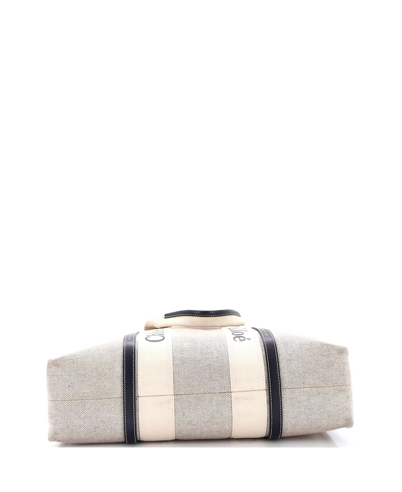 Pre-Owned Chloe Large Woody Tote Canvas with Leather