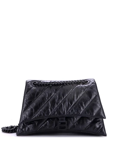 Pre-Owned Balenciaga Medium Crush Chain Flap Bag Quilted Crushed Calfskin