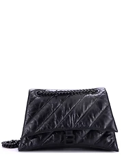 Pre-Owned Balenciaga Medium Crush Chain Flap Bag Quilted Crushed Calfskin
