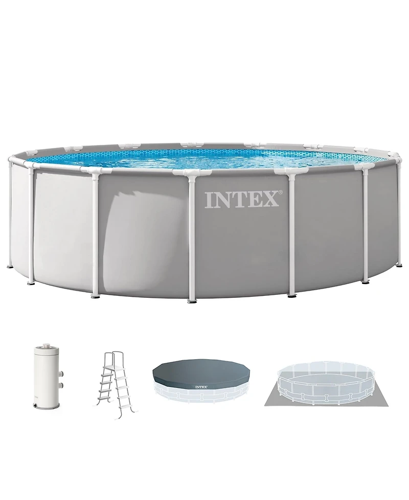 Intex Prism Frame 15ft x 48in Premium Above Ground Pool Set with Filter Pump