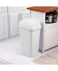 Sterilite 13 Gal Swing Top Lidded Wastebasket Kitchen Trash Can, White (16 Pack)