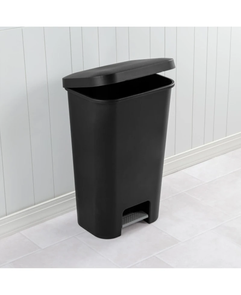 Sterilite 11.9 Gal Rectangle Step On Trash Kitchen Wastebasket, Black (16 Pack)