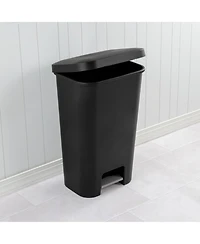 Sterilite 11.9 Gal Rectangle Step On Trash Kitchen Wastebasket, Black (16 Pack)