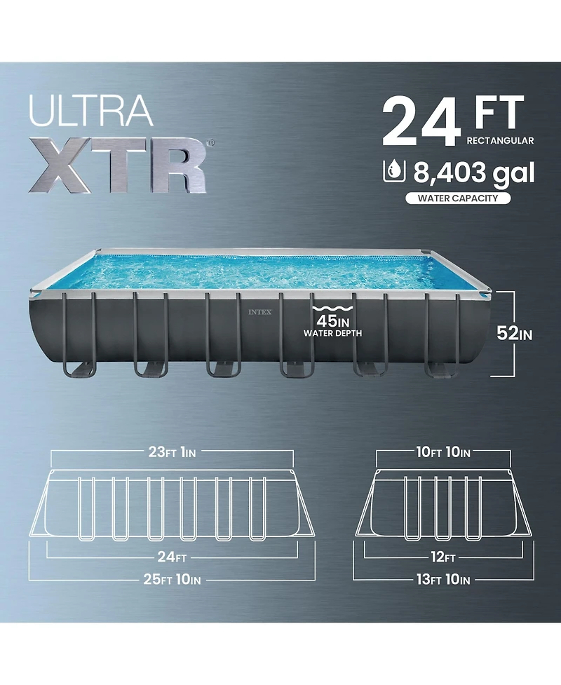Intex Ultra Xtr Frame Swimming Pool and Pump, Robot Vacuum w/Pool Maintenance Kit