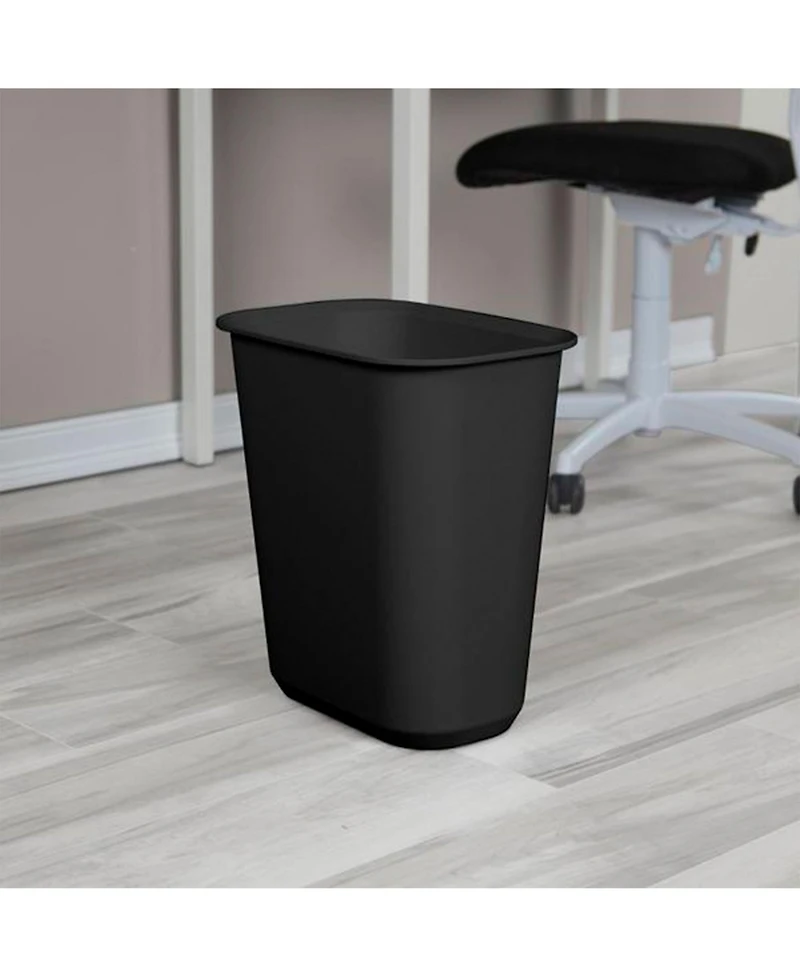 Sterilite Rectangular Wastebasket 5.5 Gallon Open Top Trash Bin, 6 Pack, Black