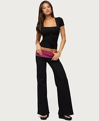 Edikted Women's Maci Striped Foldover Pants