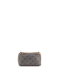 Pre-Owned Celine Zip Around Chain Clutch Triomphe Coated Canvas