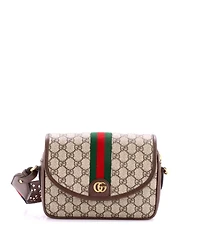 Pre-Owned Gucci Small Ophidia Flap Shoulder Bag Gg Coated Canvas
