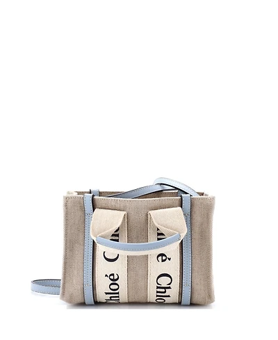 Pre-Owned Chloe Mini Woody Convertible Tote Canvas with Leather