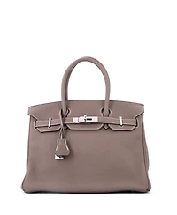 Pre-Owned Hermes Birkin 30 Handbag Grey Clemence with Palladium Hardware