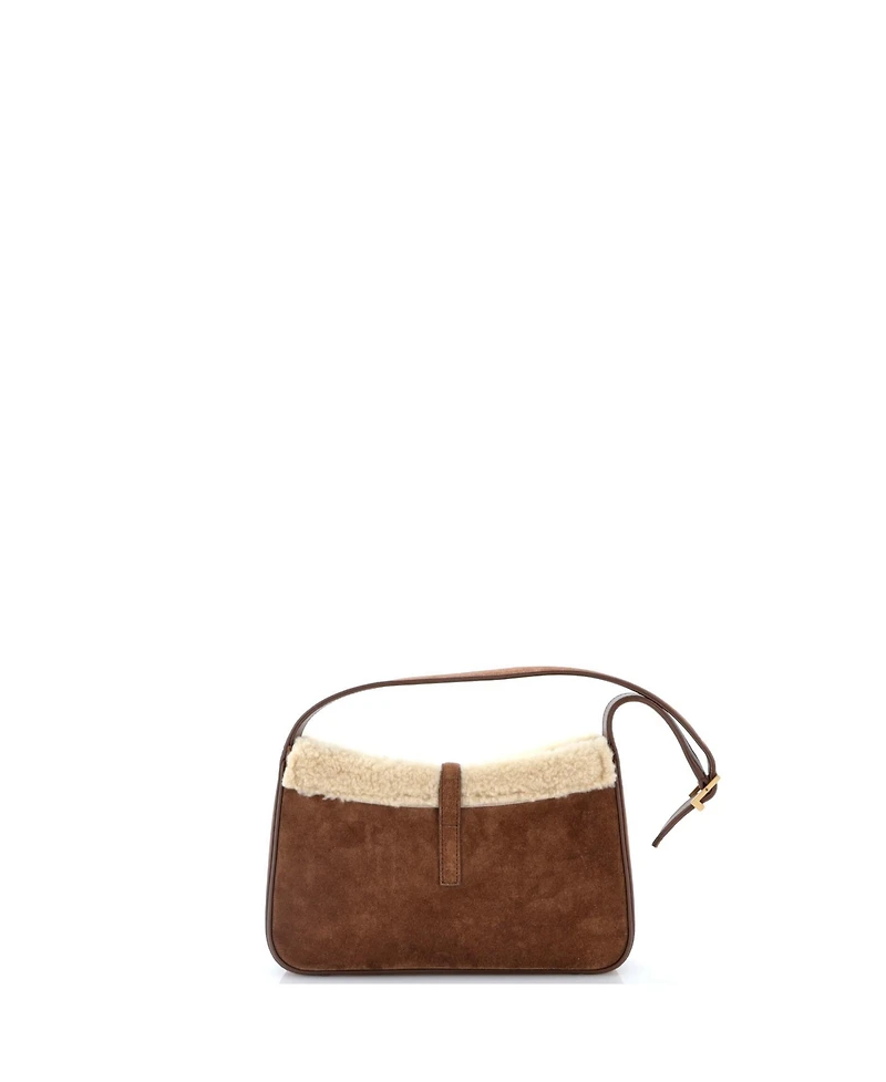 Pre-Owned Saint Laurent Small Le 5 a 7 Hobo Suede with Shearling