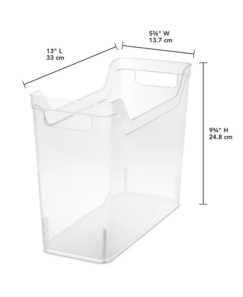 Sterilite Narrow Shelf Home Storage Organizing Plastic Container, 6 Pack, Clear