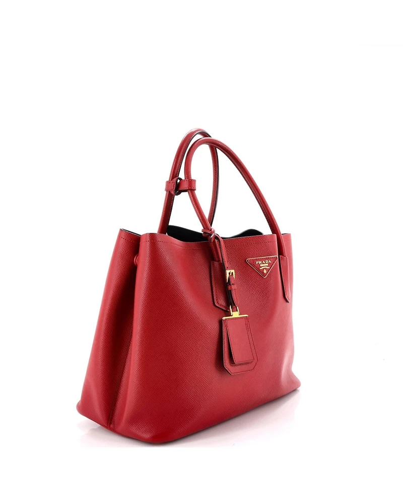 Pre-Owned Prada Large Cuir Double Tote Saffiano Leather