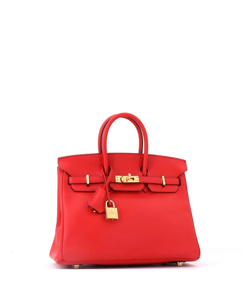 Pre-Owned Hermes Birkin 25 Handbag Red Swift with Gold Hardware