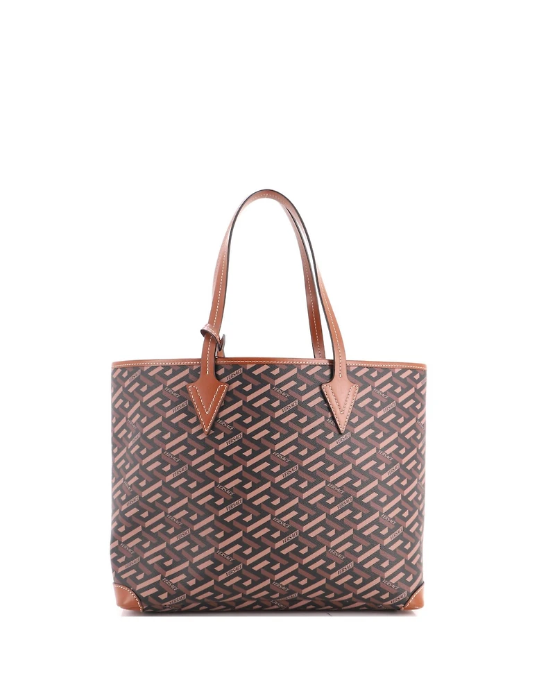Pre-Owned Versace Medium Shopping Tote Printed La Greca Signature Coated Canvas