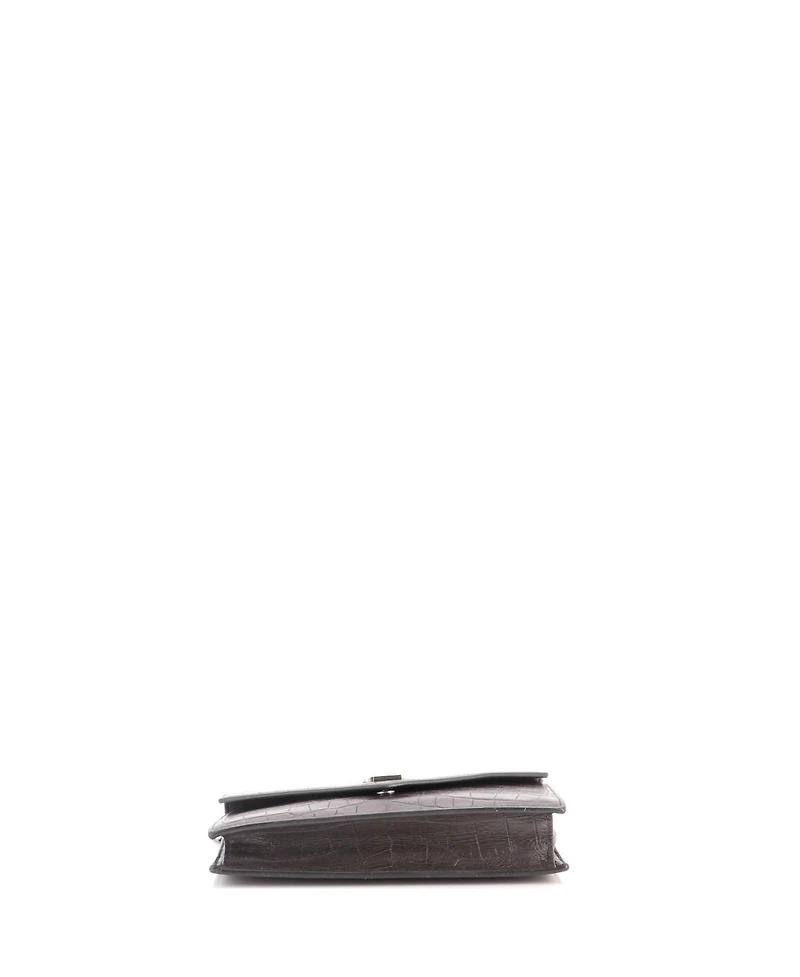 Pre-Owned Saint Laurent Small Classic Monogram Wallet on Chain Embossed Leather