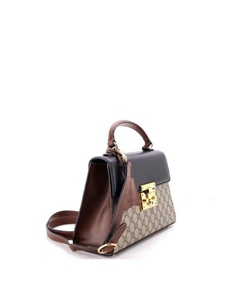 Pre-Owned Gucci Small Padlock Top Handle Bag Gg Coated Canvas and Leather