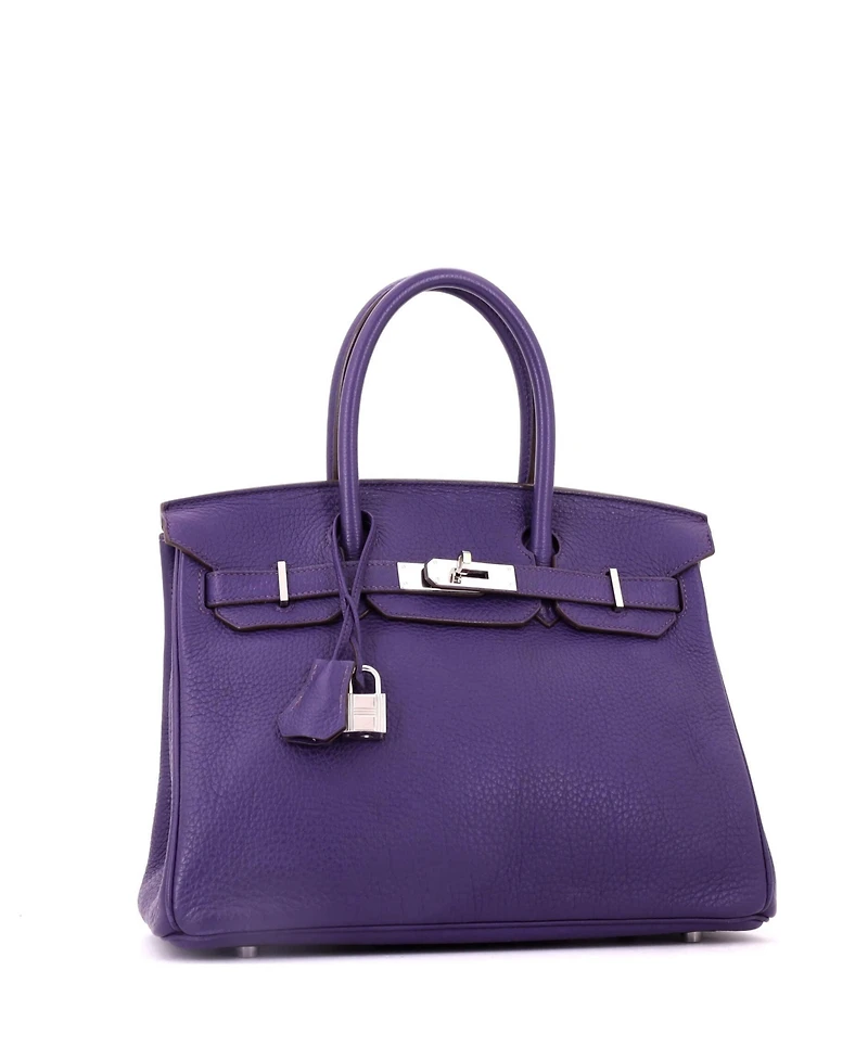 Pre-Owned Hermes Birkin 30 Handbag Purple Togo with Palladium Hardware