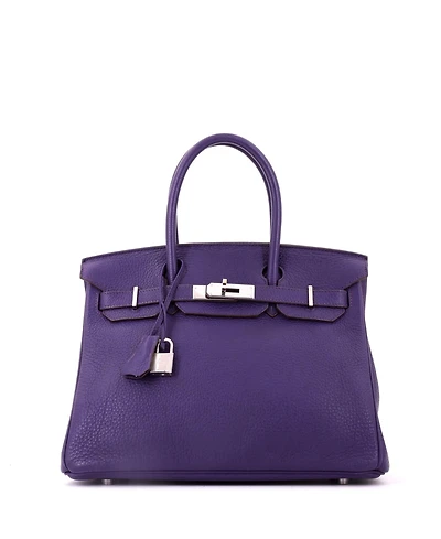 Pre-Owned Hermes Birkin 30 Handbag Purple Togo with Palladium Hardware