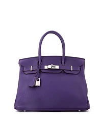 Pre-Owned Hermes Birkin 30 Handbag Purple Togo with Palladium Hardware