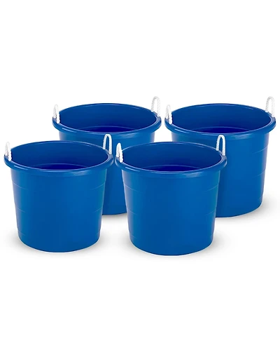 Homz 18 Gal Plastic Open Storage Round Utility Tub with Handles