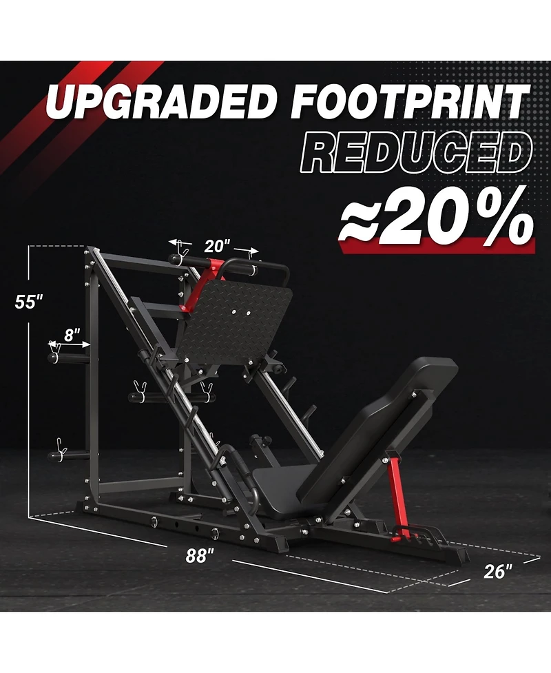 Syedee Leg Press Machine, 1500LBS Weight Capacity Adjustable Leg Machine with Resistance Band Pegs and Plate Storages, Workout Equipment