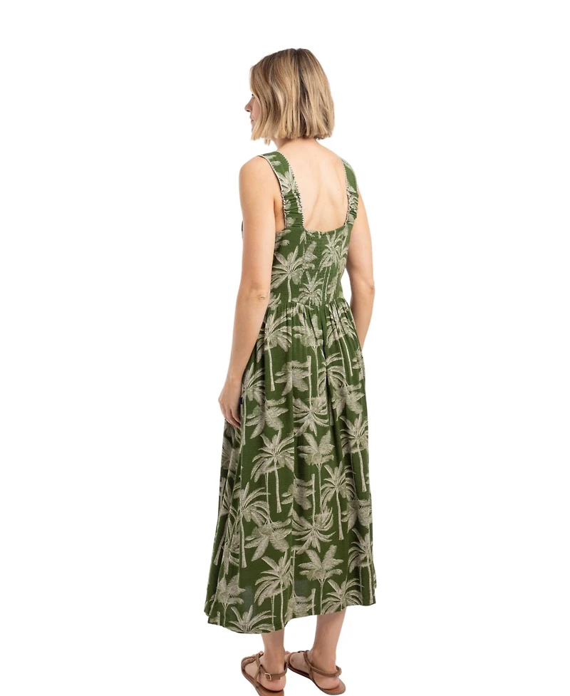 Weird Fish Women's Tatum Printed Square Neck Midi Dress