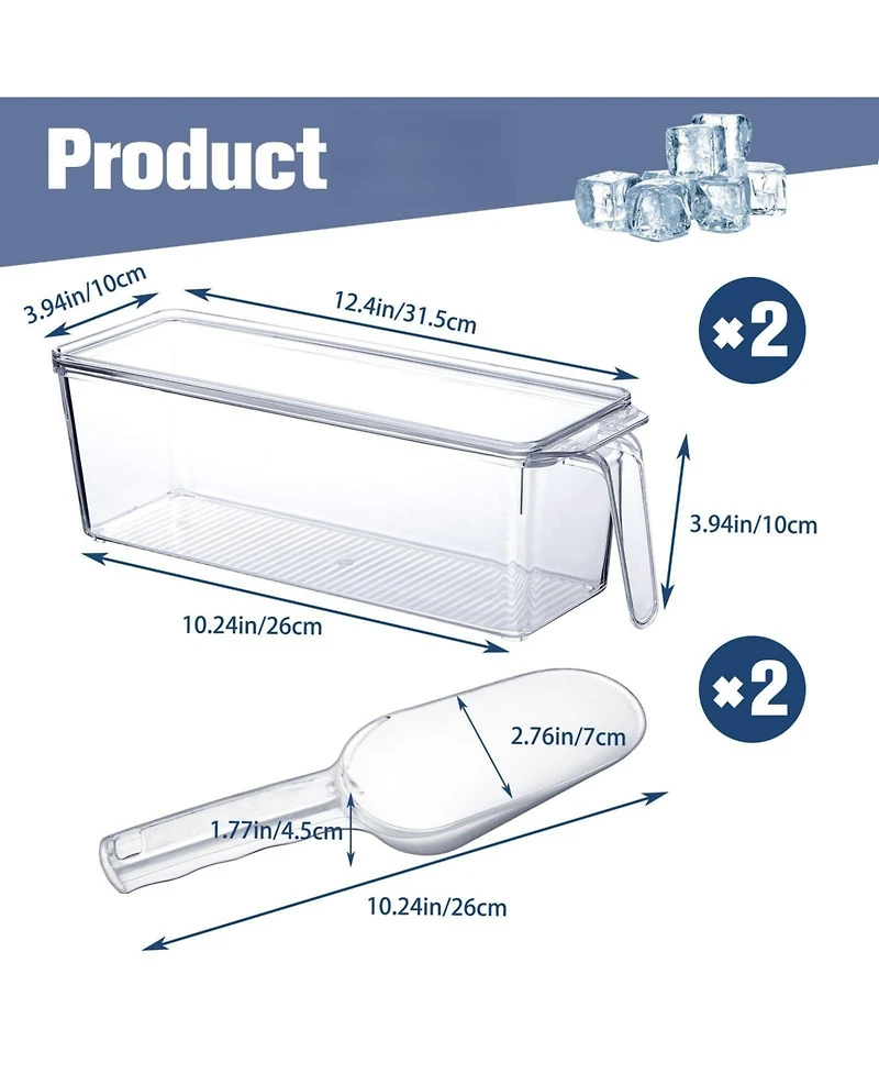 Piscifun Lidded Plastic Ice Storage Bin With Scoop Stackable Multi Purpose Food Container